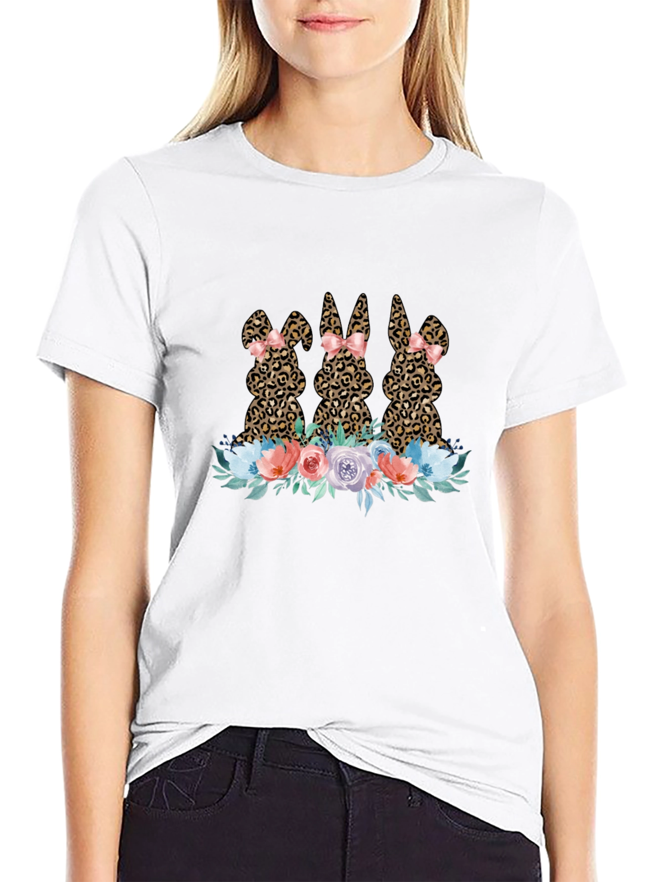 Leopard Bunny Floral T-Shirt