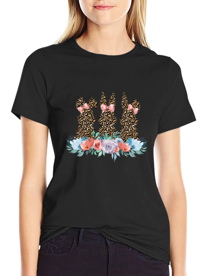Leopard Bunny Floral T-Shirt