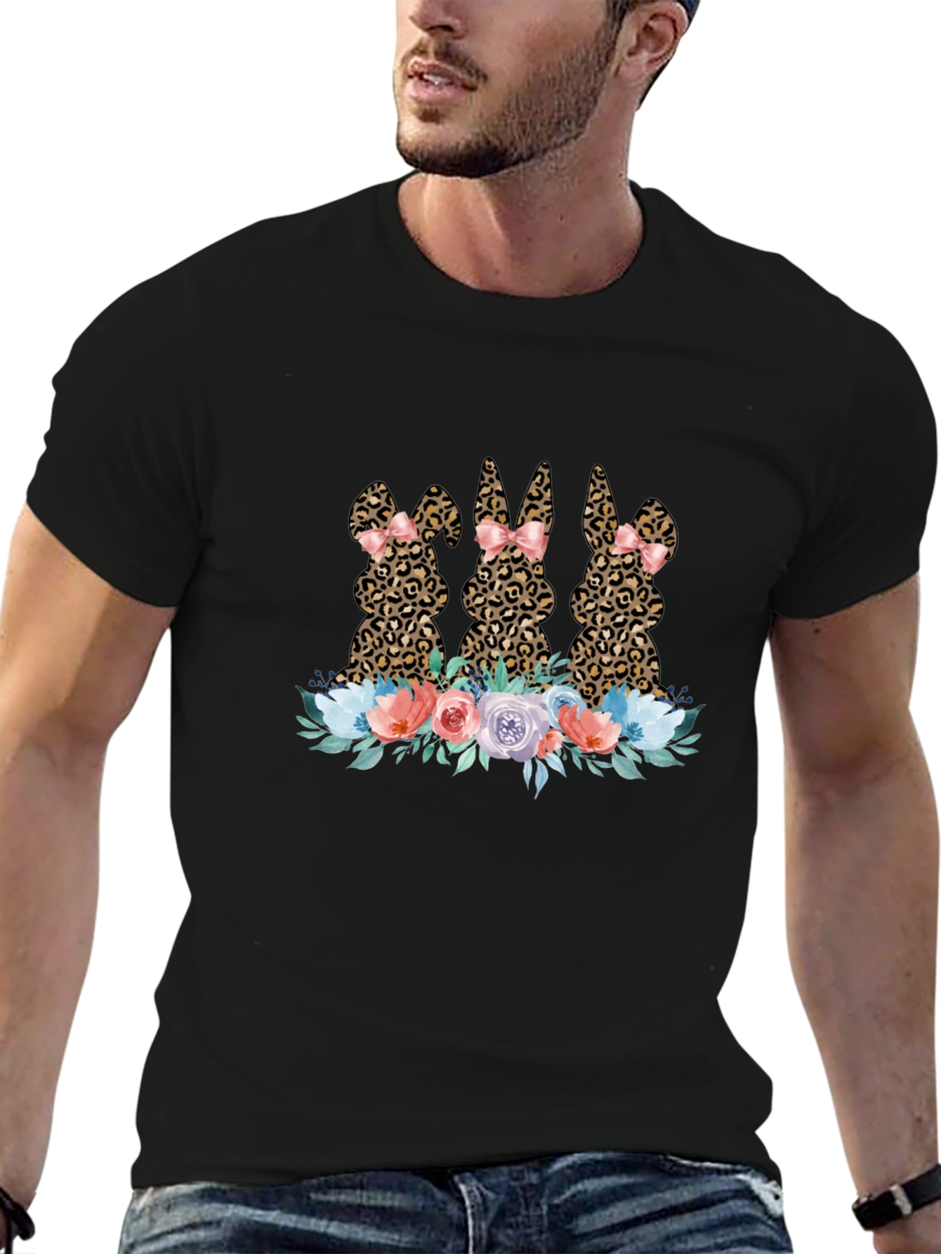 Leopard Bunny Floral T-Shirt