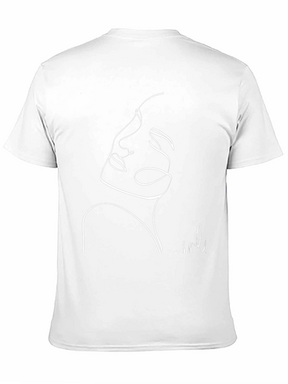Minimalist Face Line Art Black T-Shirt