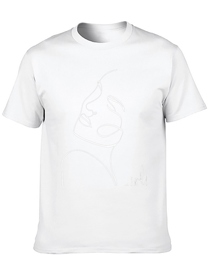 Minimalist Face Line Art Black T-Shirt