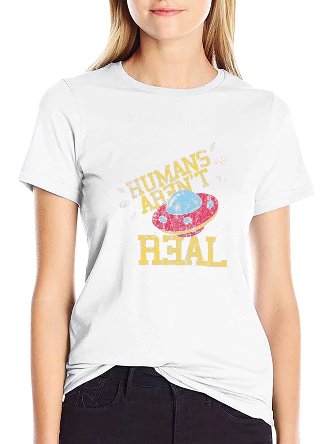 Humans Arent Real T-Shirt Alien UFO Conspiracy Tee