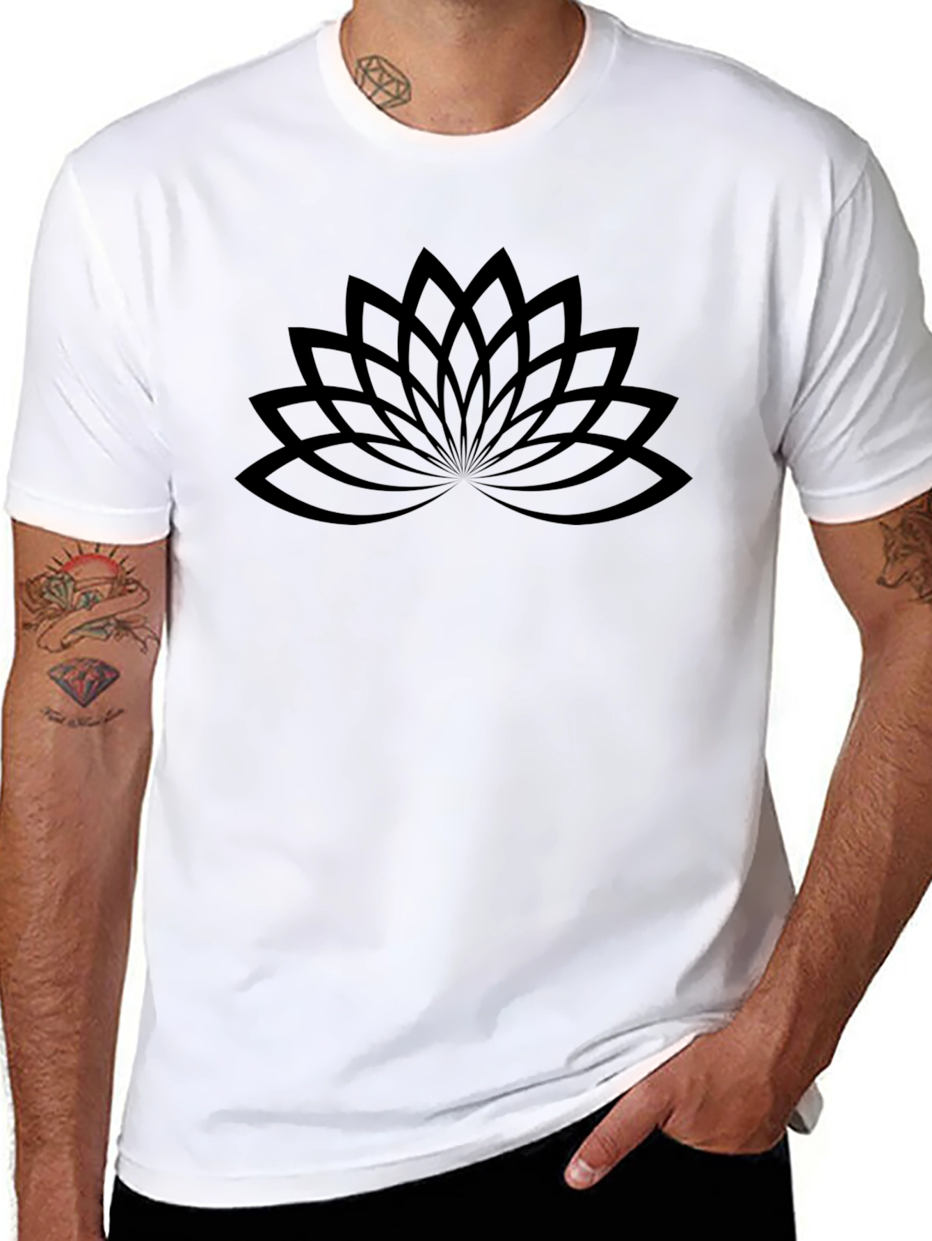 Lotus Flower Graphic T-Shirt - Black