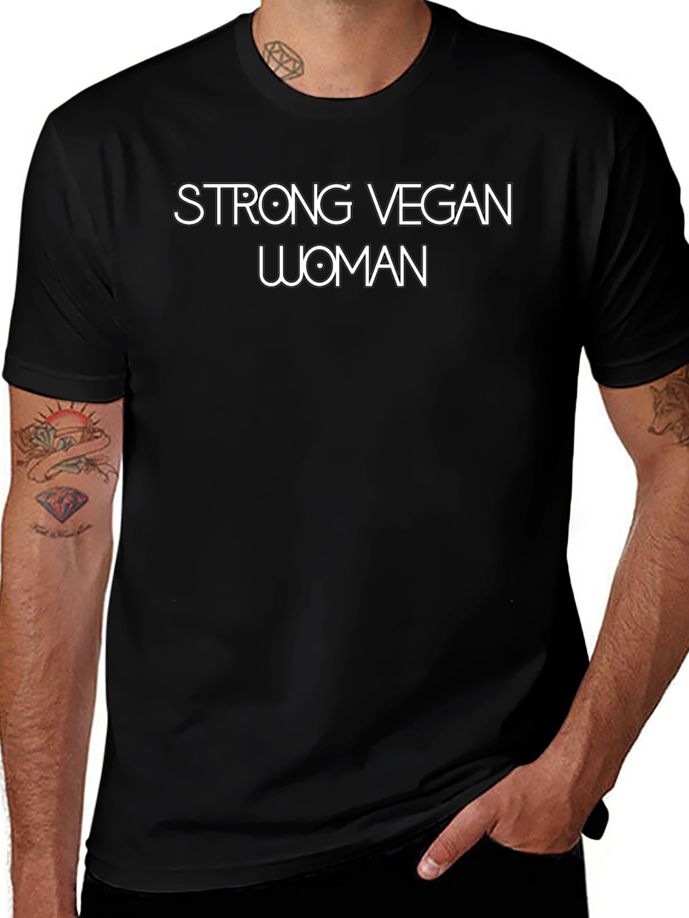 Strong Vegan Woman T-Shirt - Black