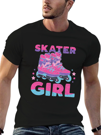 Skater Girl Graphic T-Shirt - Retro Roller Skate Design