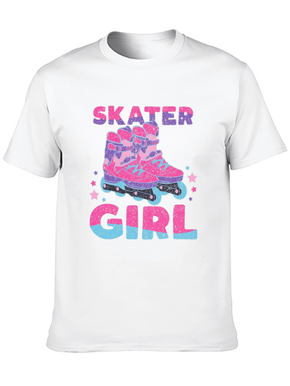 Skater Girl Graphic T-Shirt - Retro Roller Skate Design