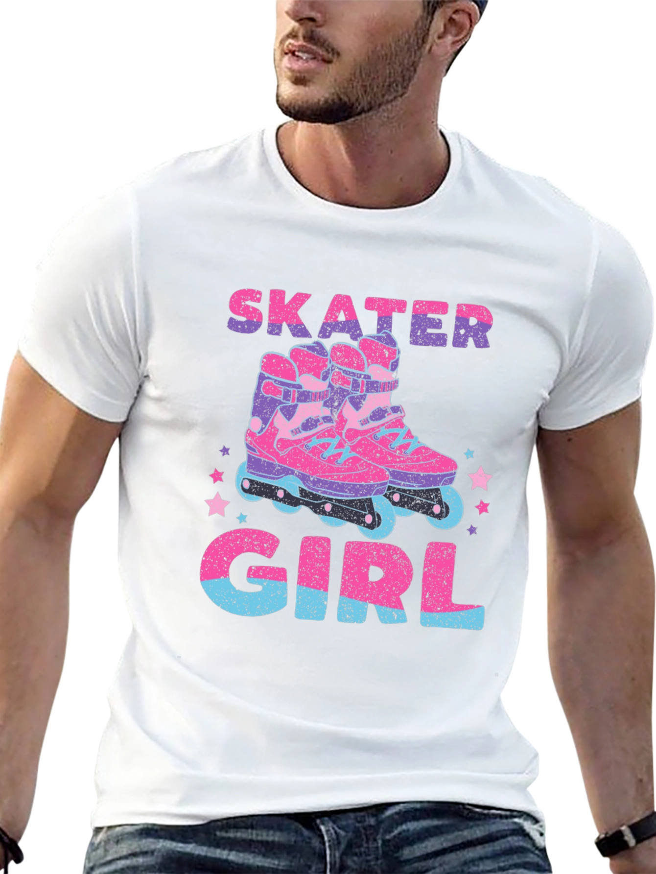 Skater Girl Graphic T-Shirt - Retro Roller Skate Design