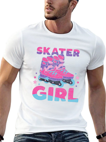 Skater Girl Graphic T-Shirt - Retro Roller Skate Design