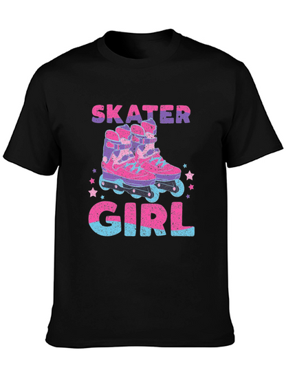 Skater Girl Graphic T-Shirt - Retro Roller Skate Design