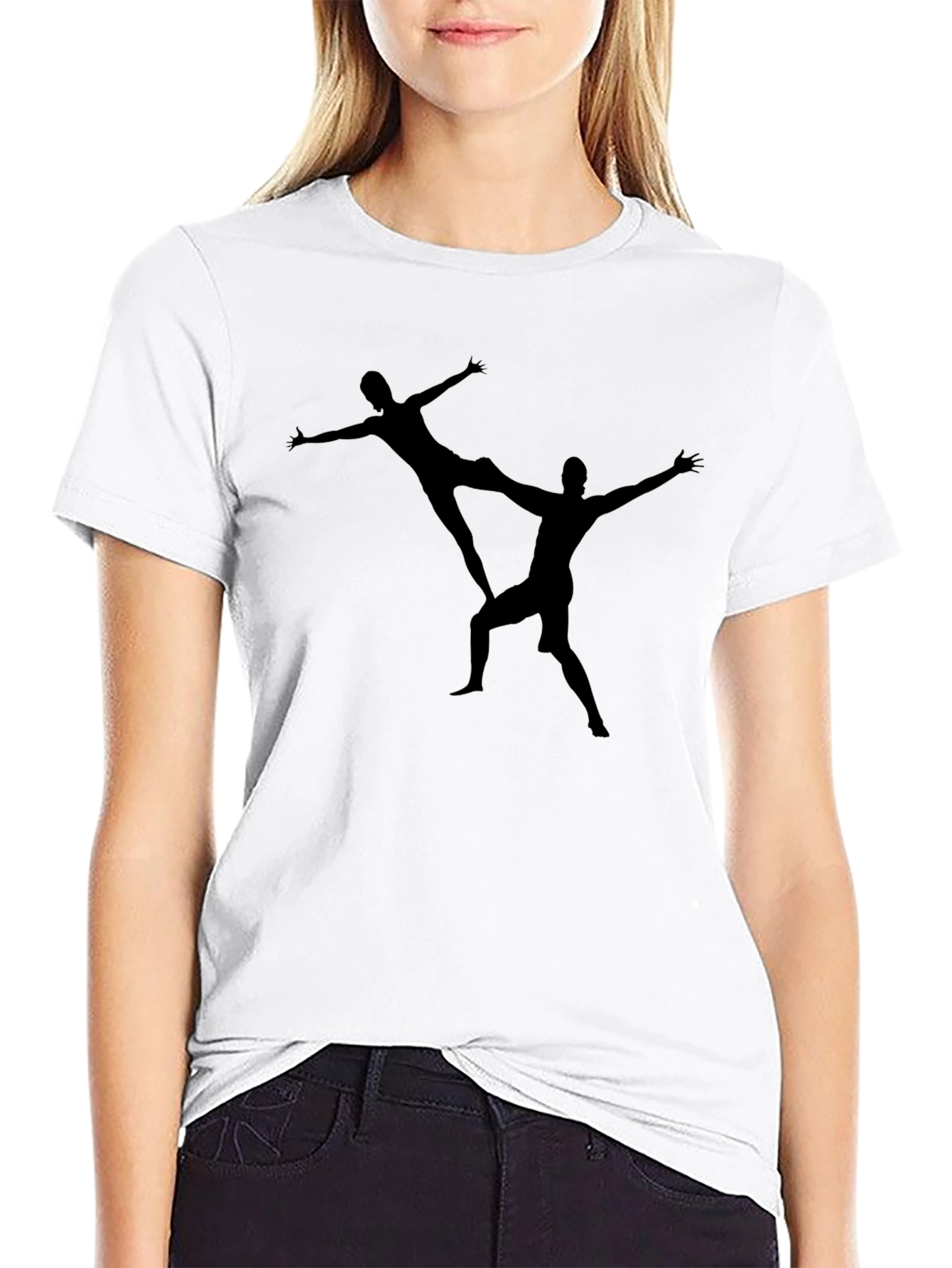 Acrobatic Duo Graphic Print Black T-Shirt