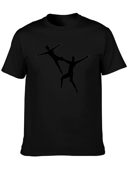 Acrobatic Duo Graphic Print Black T-Shirt