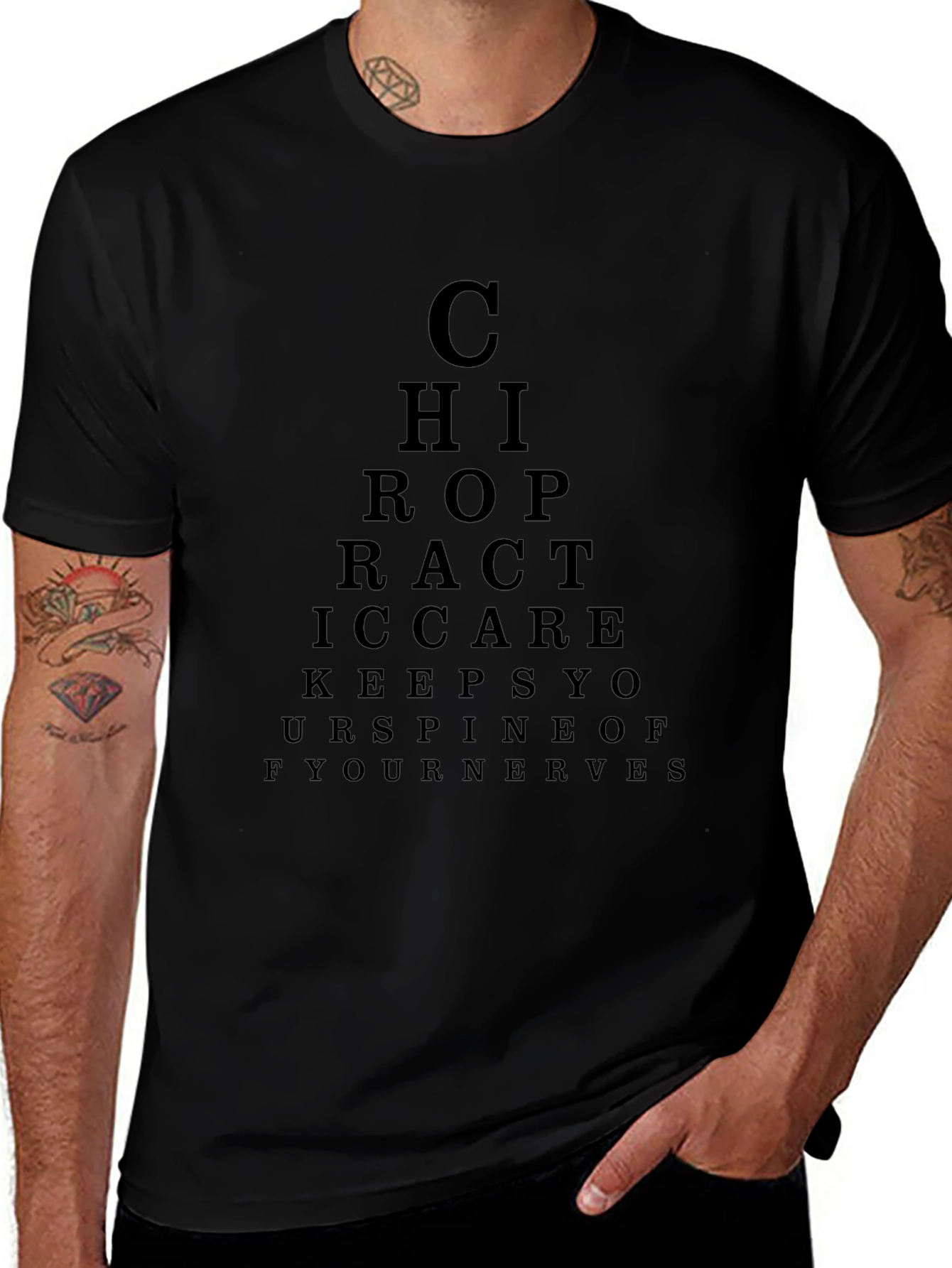 Chiropractor Eye Chart T-Shirt - Funny Chiropractic Tee