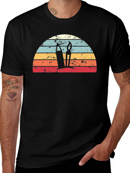 Retro Artist Sunrise Graphic Tee - Black Unisex T-Shirt