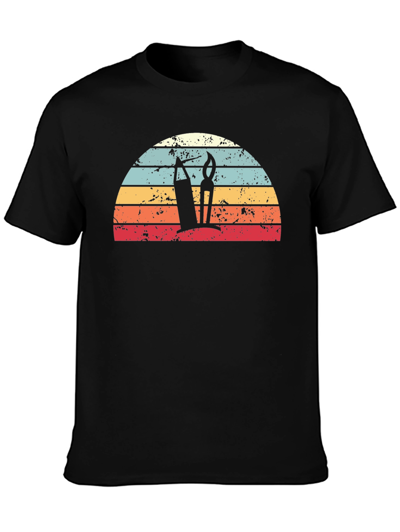 Retro Artist Sunrise Graphic Tee - Black Unisex T-Shirt