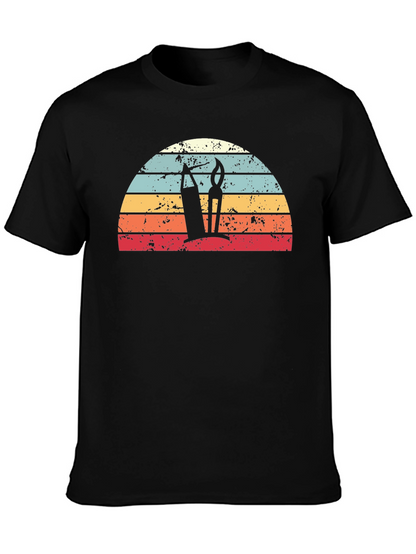 Retro Artist Sunrise Graphic Tee - Black Unisex T-Shirt