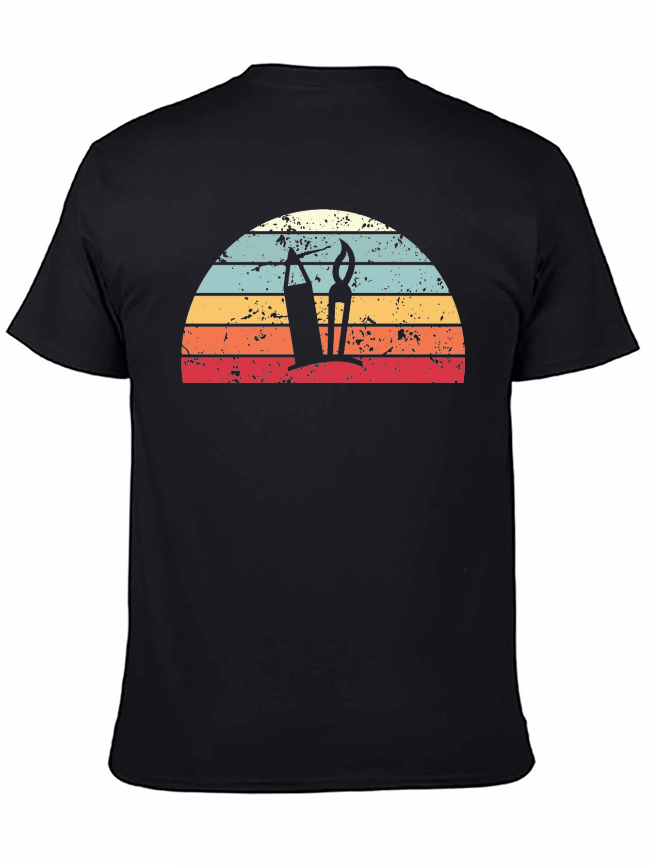 Retro Artist Sunrise Graphic Tee - Black Unisex T-Shirt