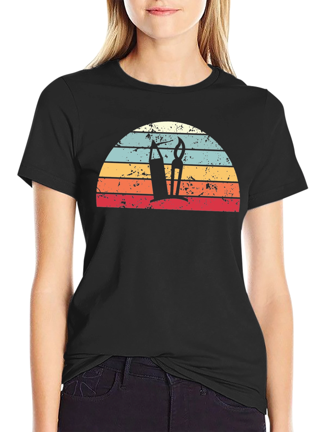 Retro Artist Sunrise Graphic Tee - Black Unisex T-Shirt