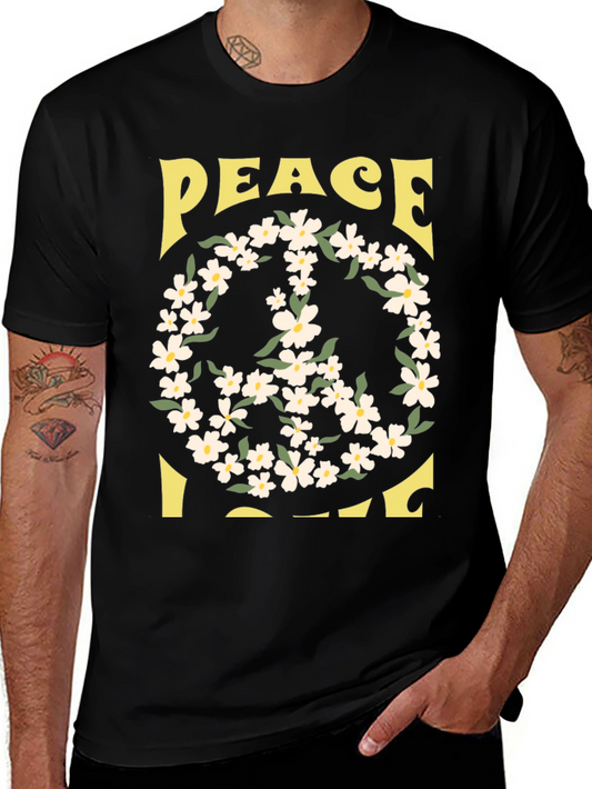 Peace Love T-Shirt - Floral Peace Sign Graphic Tee
