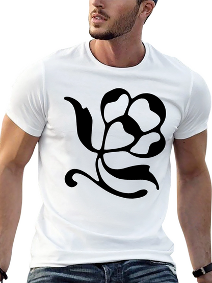 Black T-Shirt with Floral Silhouette Design