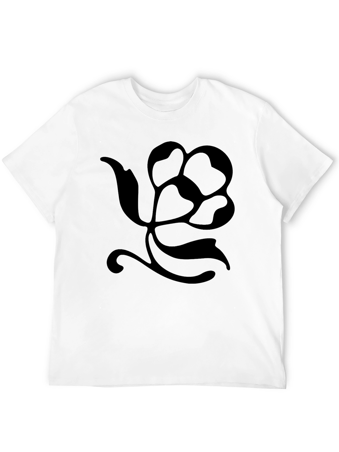 Black T-Shirt with Floral Silhouette Design