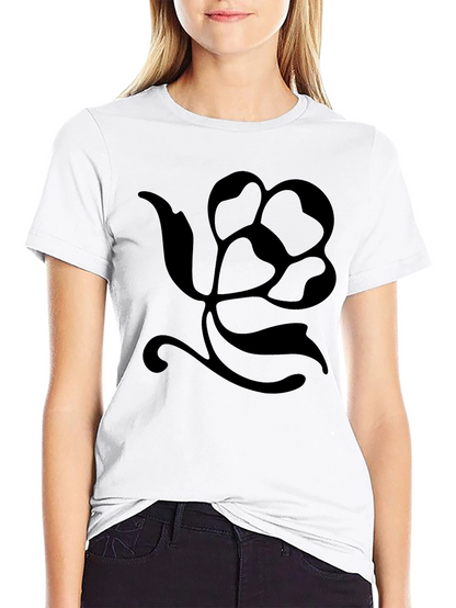 Black T-Shirt with Floral Silhouette Design