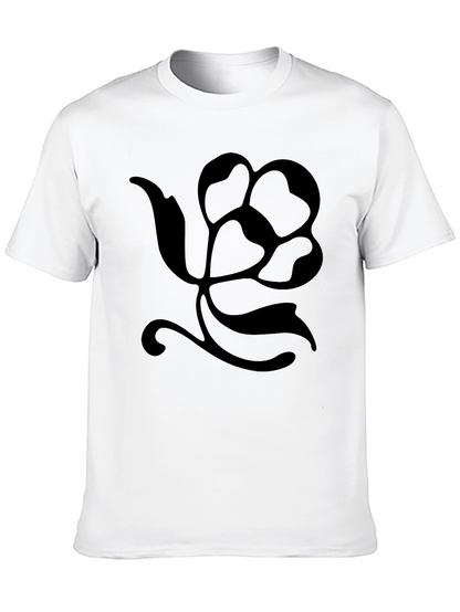 Black T-Shirt with Floral Silhouette Design