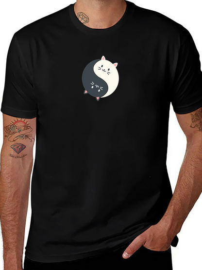 Yin Yang Cats Graphic Tee - Balance & Style!