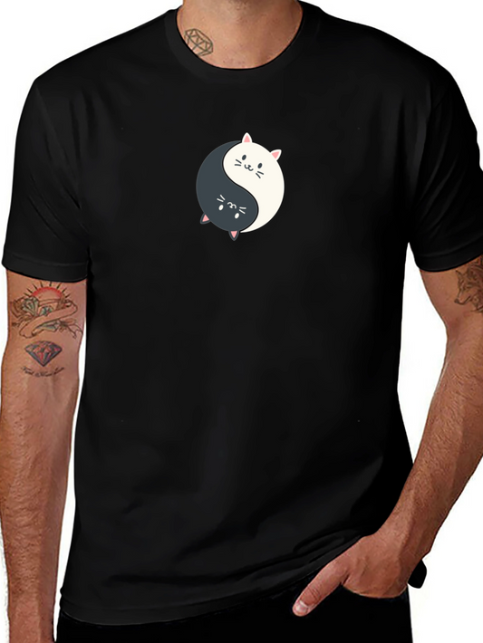 Yin Yang Cats Graphic Tee - Balance & Style!