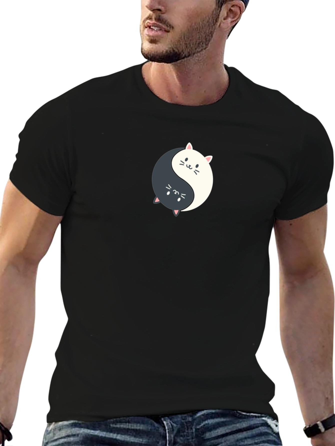 Yin Yang Cats Graphic Tee - Balance & Style!