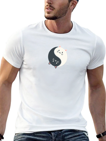 Yin Yang Cats Graphic Tee - Balance & Style!