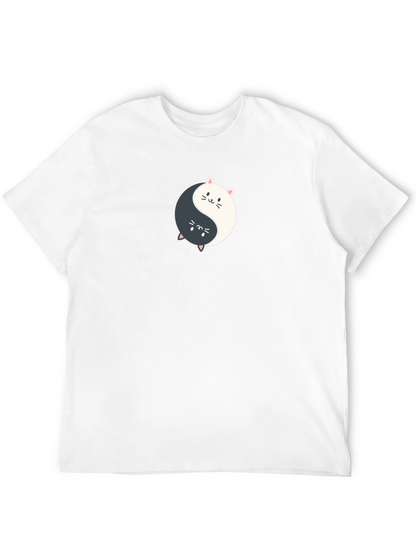 Yin Yang Cats Graphic Tee - Balance & Style!