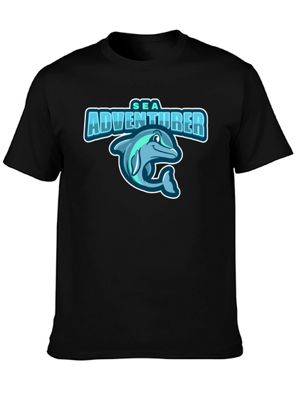 Sea Adventurer Black T-Shirt - Dolphin Graphic Tee