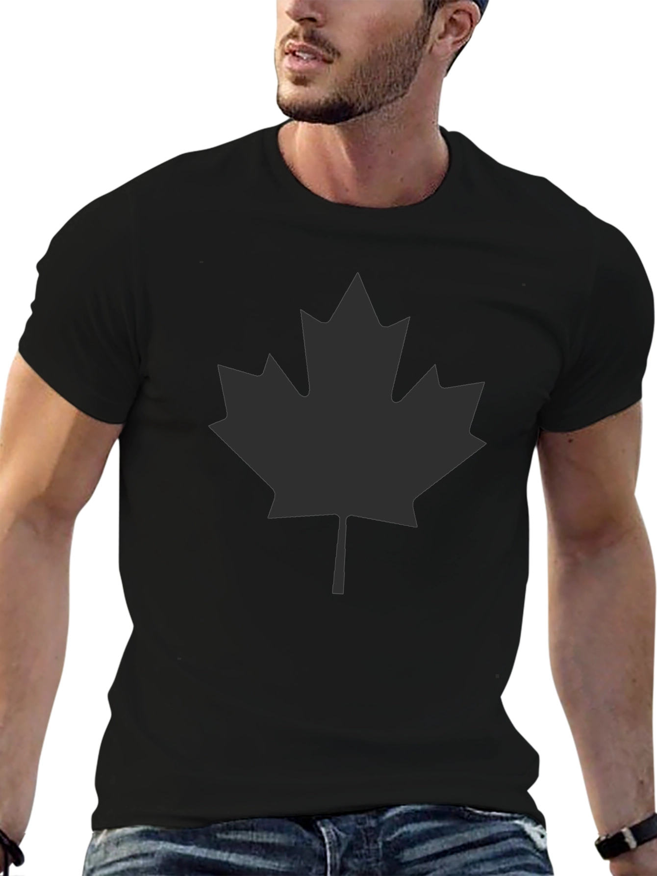 Maple Leaf Graphic Tee - Black Casual Shirt