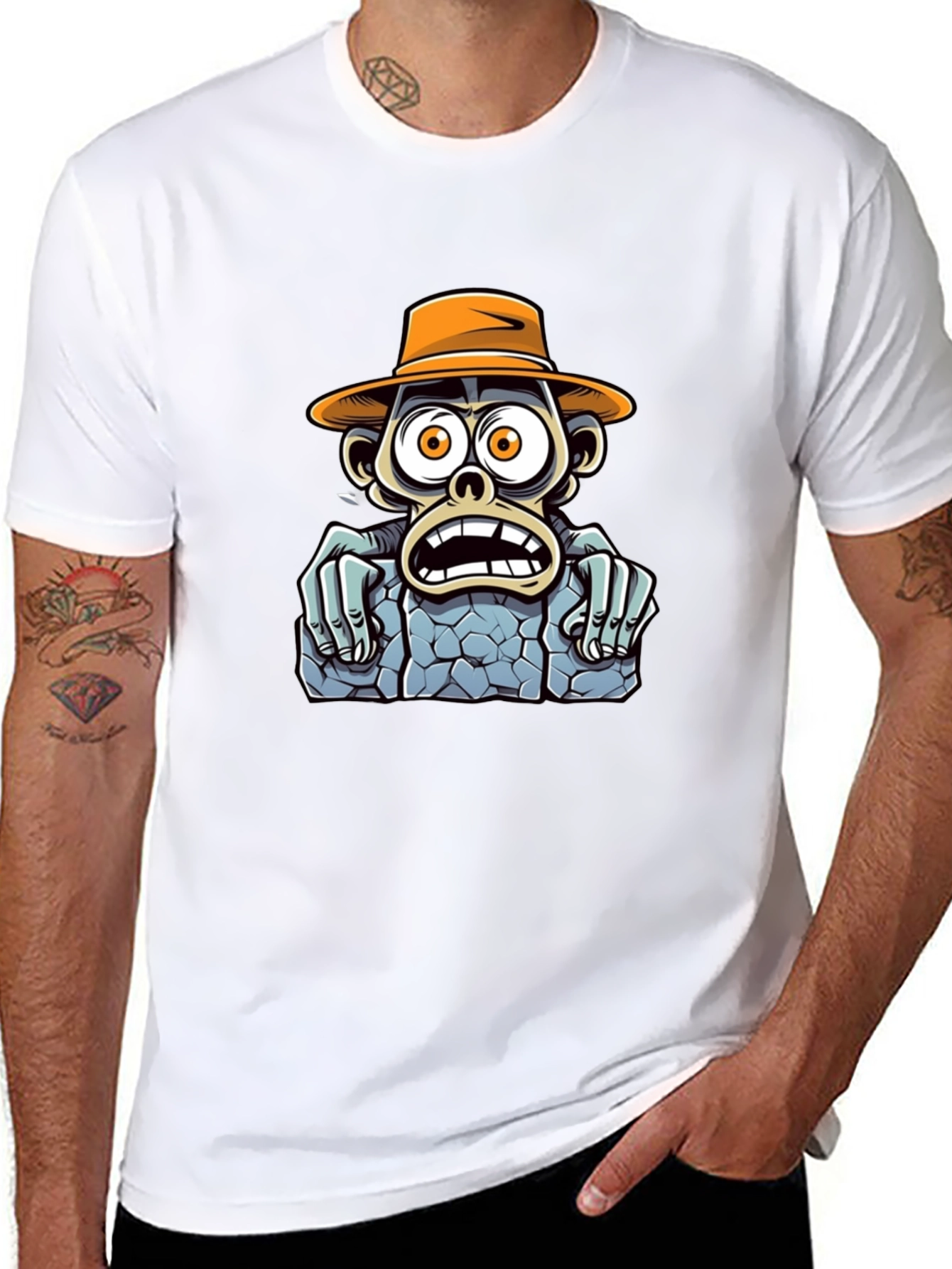 Cartoon Monkey Graphic T-Shirt