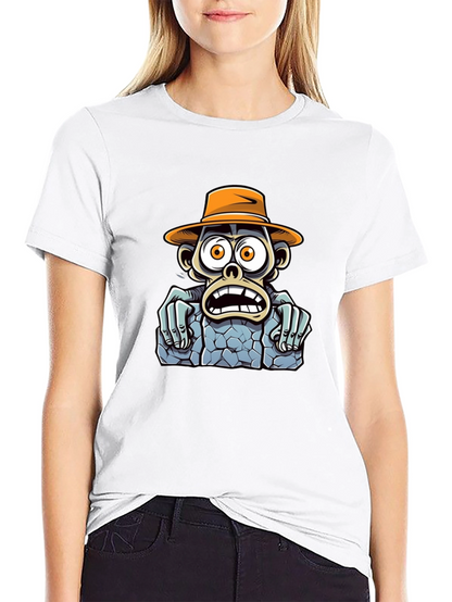 Cartoon Monkey Graphic T-Shirt