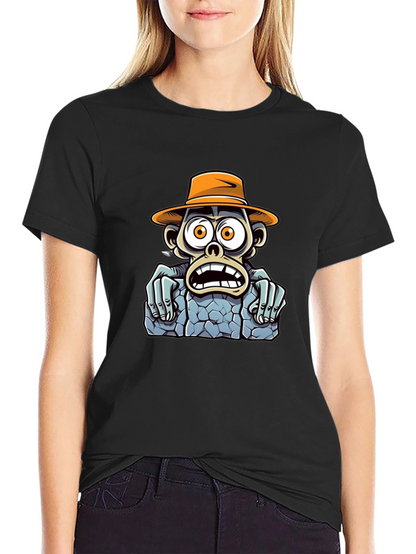 Cartoon Monkey Graphic T-Shirt