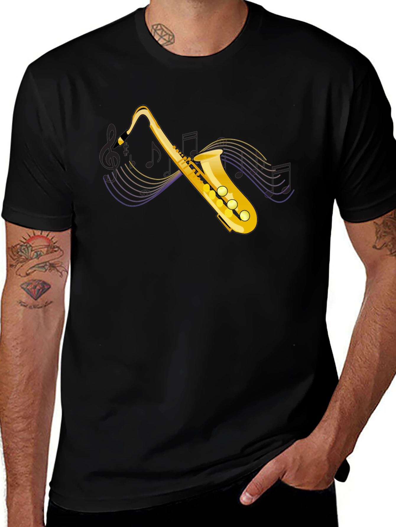 Saxophone Graphic Tee - Musical Instrument T-Shirt