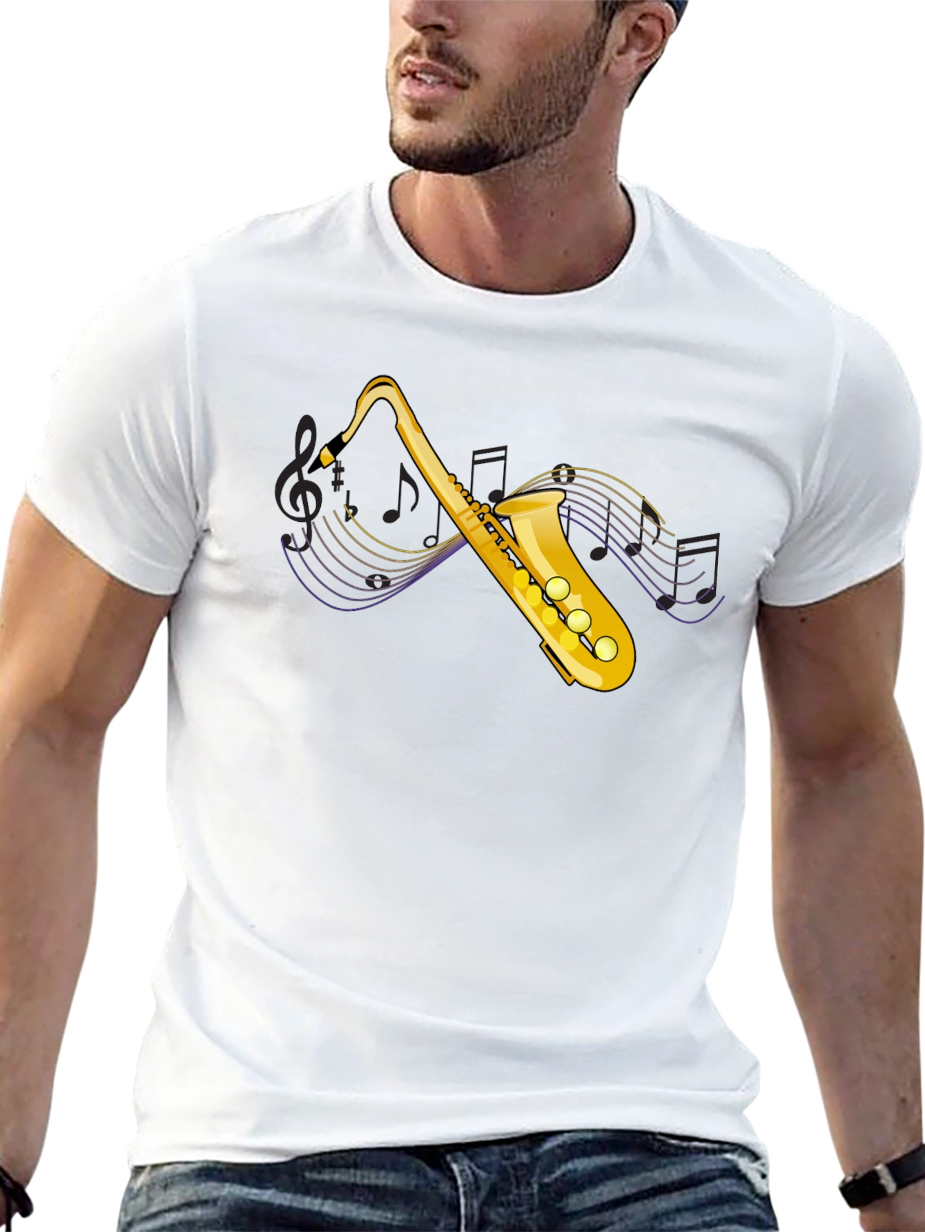 Saxophone Graphic Tee - Musical Instrument T-Shirt