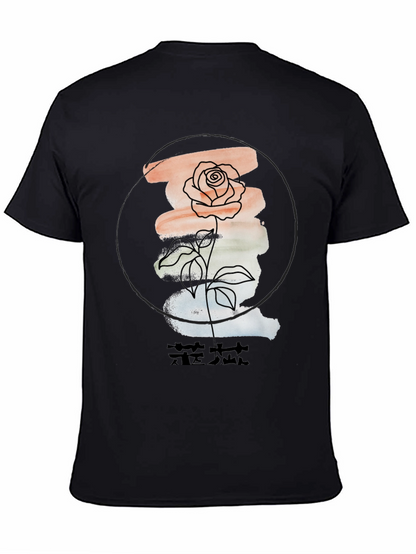 Floral Graphic Tee - Stylish Mens Black T-Shirt