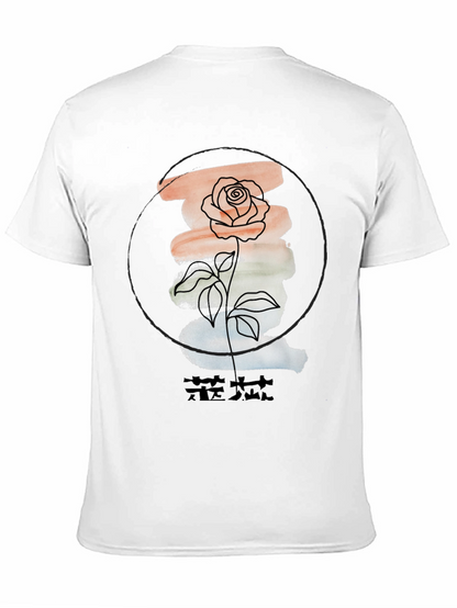 Floral Graphic Tee - Stylish Mens Black T-Shirt