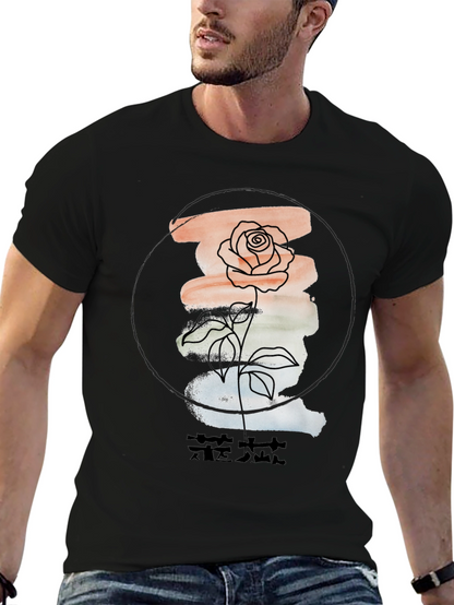 Floral Graphic Tee - Stylish Mens Black T-Shirt