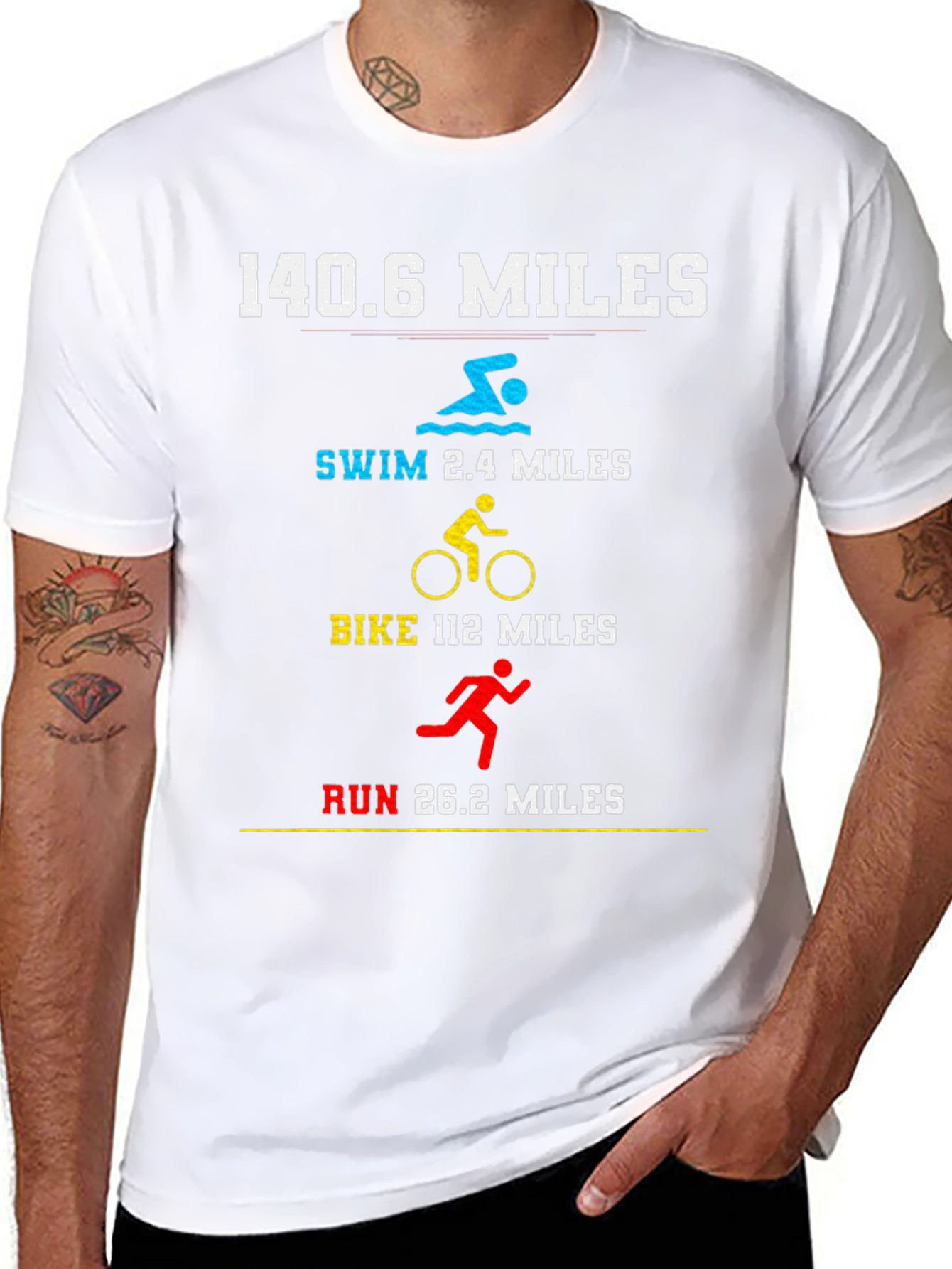 140.6 Miles Triathlon T-Shirt - Swim Bike Run