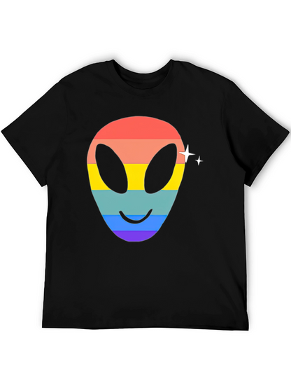 Rainbow Alien Face Graphic Tee