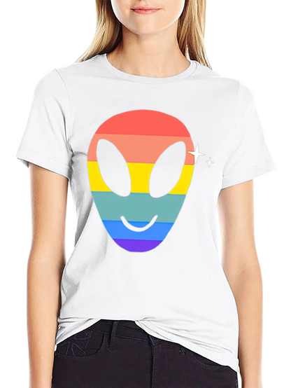 Rainbow Alien Face Graphic Tee