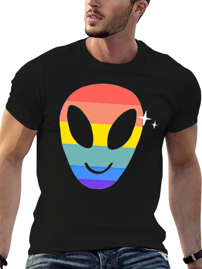 Rainbow Alien Face Graphic Tee