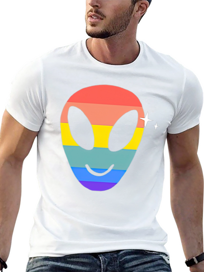 Rainbow Alien Face Graphic Tee