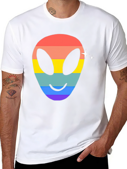 Rainbow Alien Face Graphic Tee