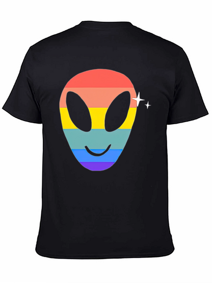Rainbow Alien Face Graphic Tee