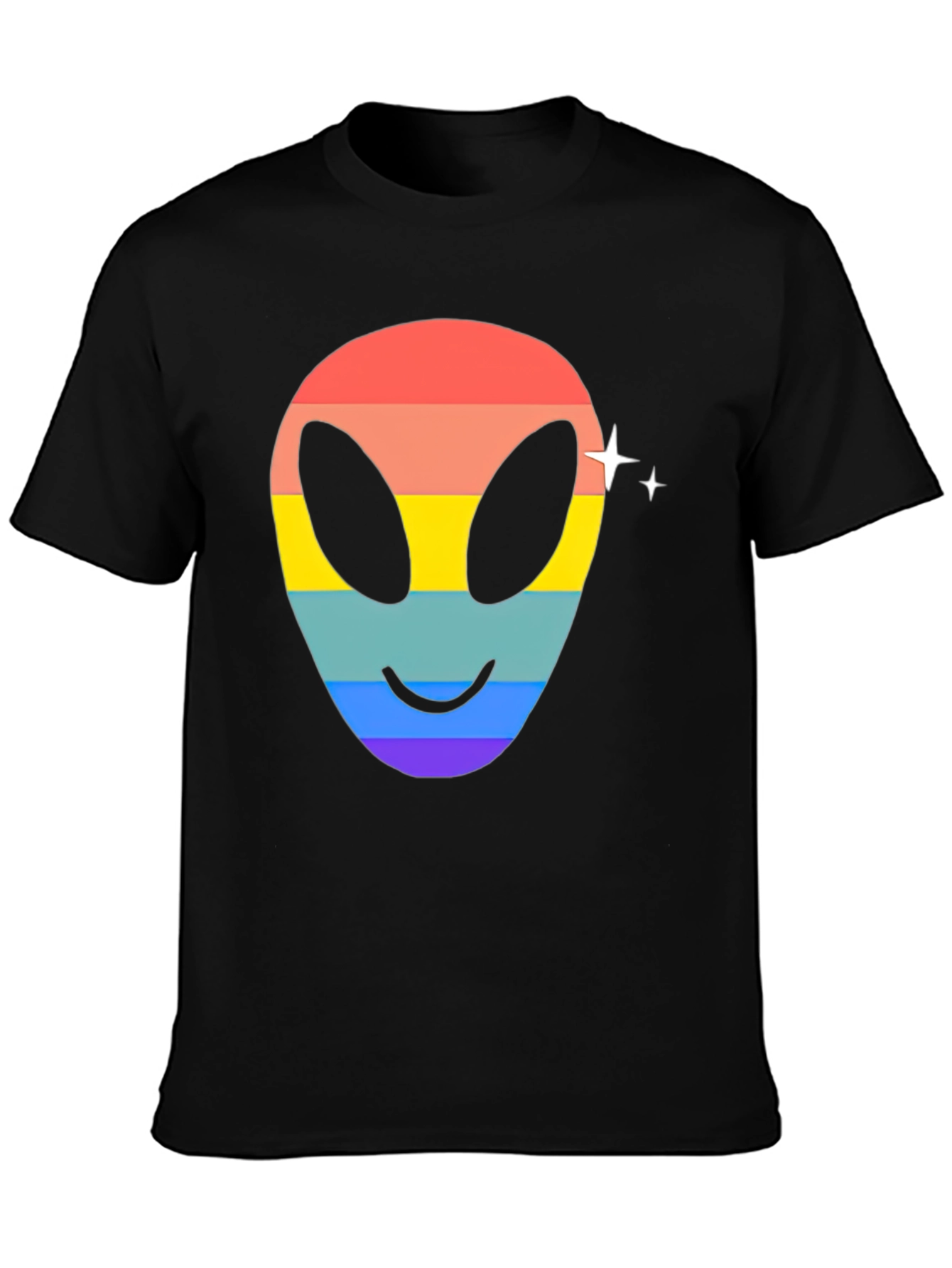 Rainbow Alien Face Graphic Tee