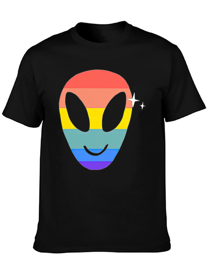 Rainbow Alien Face Graphic Tee